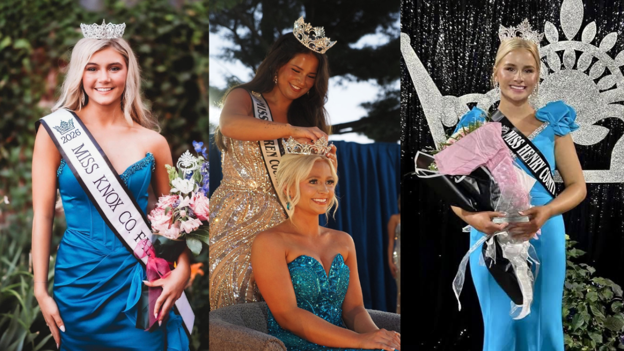 Pageant titleholders wearing crowns and sashes